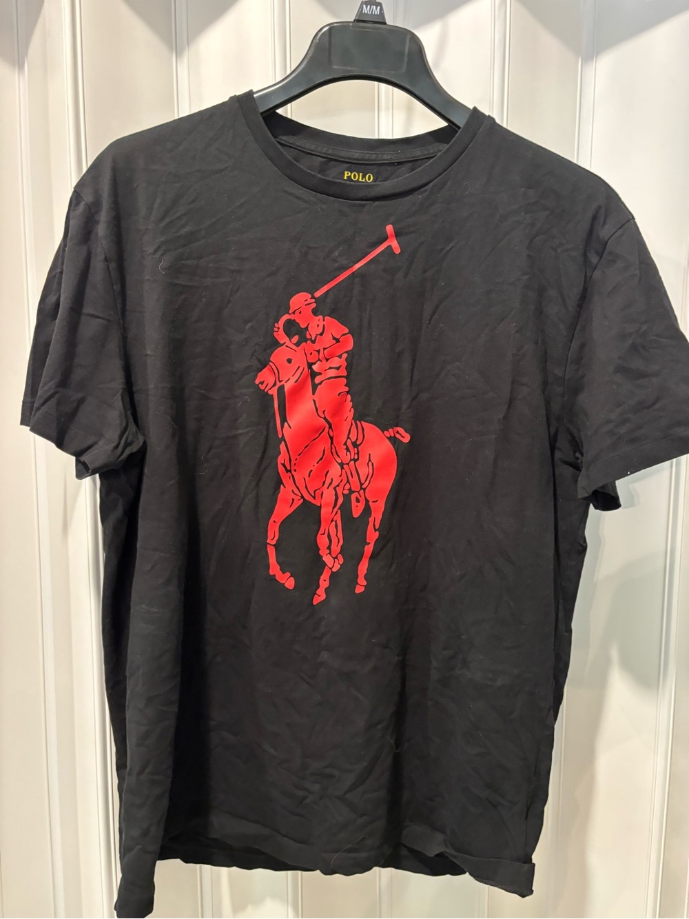 Polo by Ralph Lauren Men's Black Tee with Red Polo by Ralph Lauren Player Logo